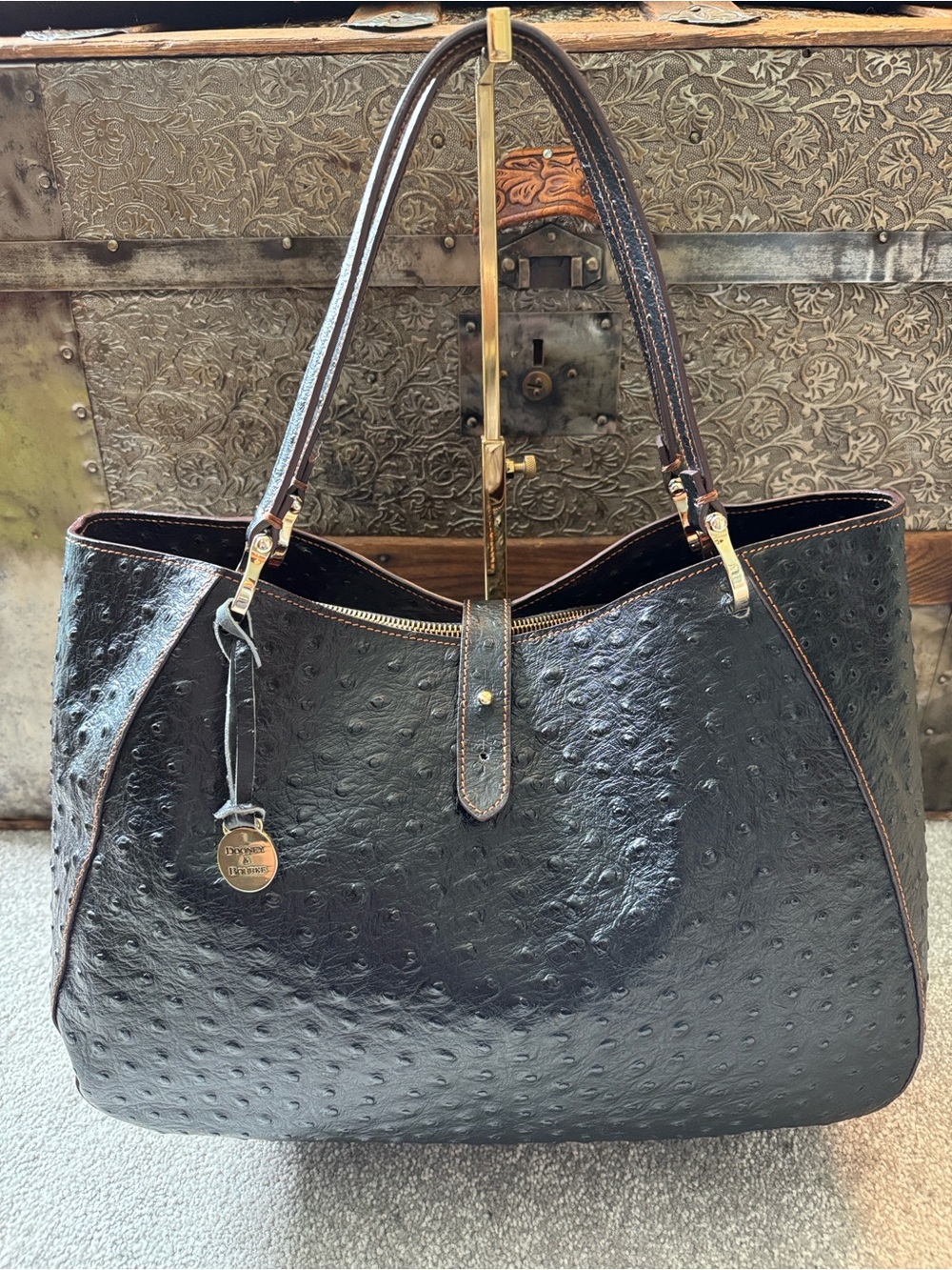Dooney & Bourke Alto Ostrich Camilla in Black - Picture 1 of 15
